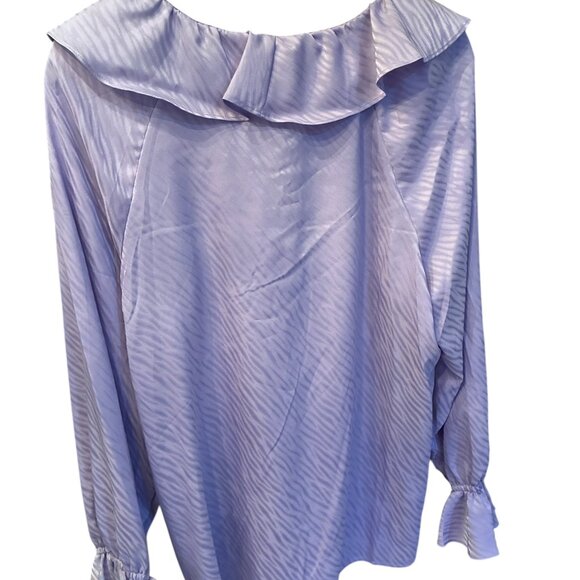 NWT  Anne Klein Ruffle Long Sleeve Blouse lavender Size M - Picture 4 of 6